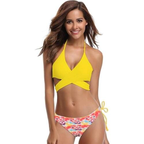 2021 New Fashion Ladies Cross Lace Triangle Bikini Split Female Swimsuit XL