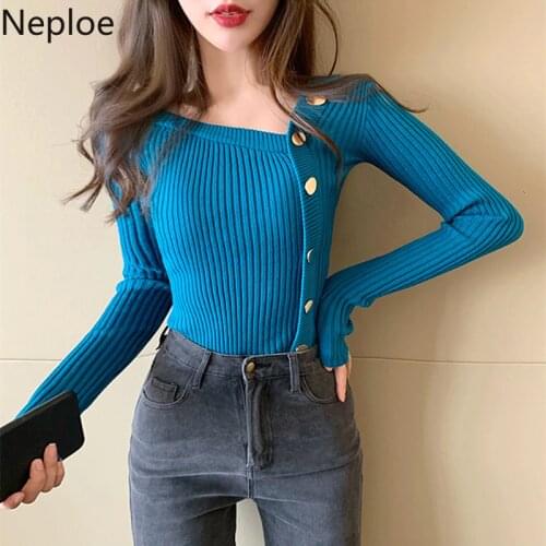 Neploe New Autumn Ladies All-match Sweater Single-breasted Knitted Cardigan 2021 Long Sleeve Chic Solid Color Top Women 1F444