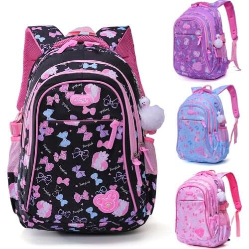 2021 New Arrivals Girls School Bags Bowknot Print Backpack Waterproof Elementary school backpacks large Capacity Mochila Escolar