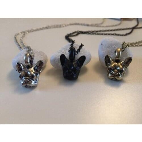 Wholesale New Unique Vintage French Bulldog Head Pendant Necklace Hunger Games French Bulldog Head Necklace Women Best Friend
