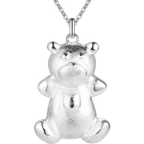 Wholesale Charm Silver Color Pendants For Women Fashion Jewelry Necklace Lady Fashion Jewelry Pendant Little Bear AN289/batajsaa