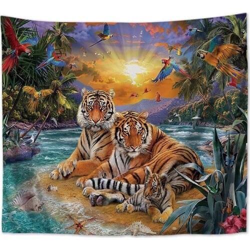 Tapisserie tropical tiger wall carpet large wall rug livingroom decoration tapestry nature