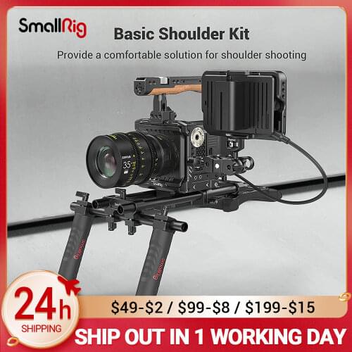 SmallRig Universal Basic Shoulder Kit for shoulder shooting mode Multiple 1/4-20 threaded holes to mount other accessories 2896
