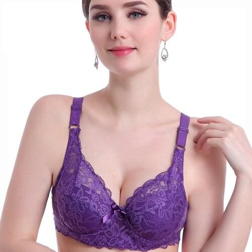 New Brand Ladies Plus size Push Up Padded Breathable Sexy Bra Women 3/4 Cup Sexy Bra Floral Lace Embroidery Underwear Hot Sale