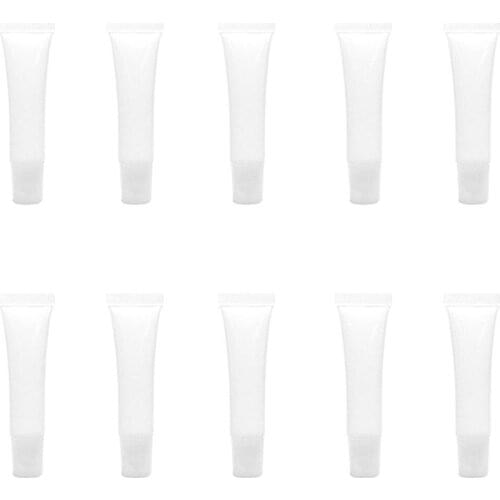 10Pcs 10ml Lip Gloss Balm Lotion Container Tube Refillable Squeeze Transparent Makeup Container Empty Cosmetics Travel Bottle