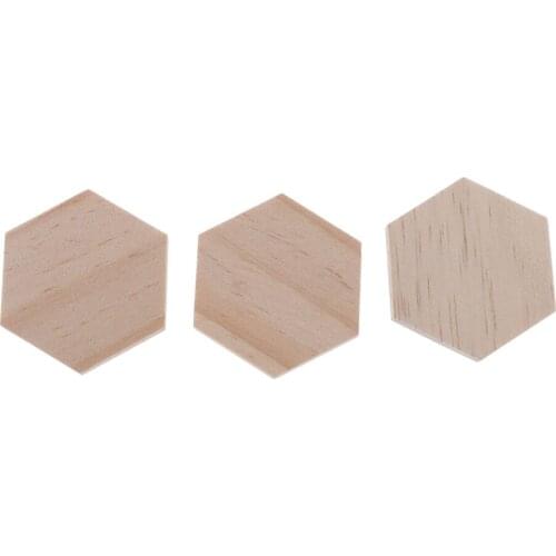 25pcs Wooden Plain Hexagon Shape Pieces Embellishments DIY Craft Card Making