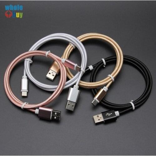 300pcs/lot USB Cable Micro USB Type C For iPhone Cable Nylon braided Charger Cable for Huawei Sony Samsung Charger Phone Cable