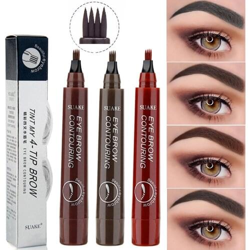 3D Microblading Eyebrow Pen Fork Tip Eyebrow Tattoo Pencil Long Lasting Professional Fine Sketch Waterproof Liquid Eye Brow Pen