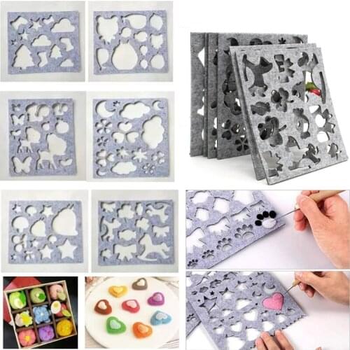 6pcs Wool Felt Mold Needle Felting DIY Craft Stencil Applique Mould Needlework Tool Handicraft Sewing Accessories