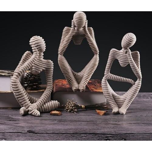 Abstract Character Sculpture Decoration European Thinker Art Resin Home Ornament Office Figure Sandstone Statue Decor Kids Gift