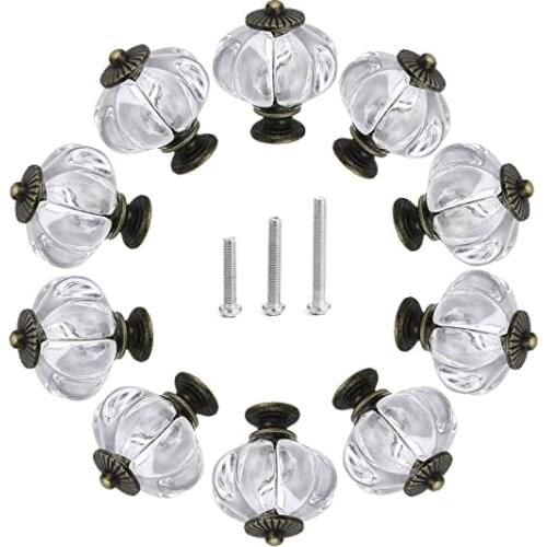 Acrylic Cabinet Knobs Clear Pumpkin Dresser knobs Antique Set of 10 Vintage Decorative DIY Handles Pulls for Furniture Drawers