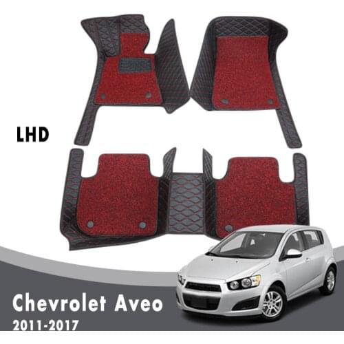 Car Floor Mats For Chevrolet Aveo MK2 Sonic 2017 2016 2015 2014 2013 2012 2011 Carpets Luxury Double Layer Wire Loop Interior