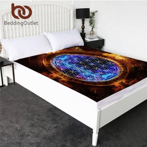 BeddingOutlet Flower of Life Fitted Sheet Mayan Calendar Mattress Cover Abstract Ancient Topper Sheets Sacred Geometry Bedlinen