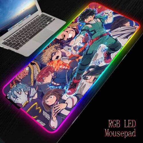 My Hero Academia Large RGB LED Mousepad Anime Gamer Gaming Mouse Pad Computer Accessories Big Keyboard Laptop Padmouse Desk Mat