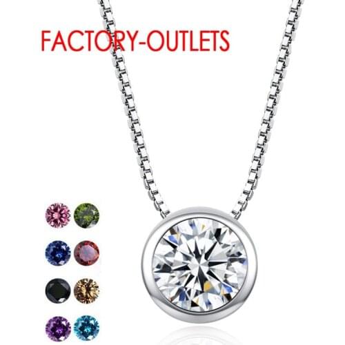 925 Sterling Silver Pendant Necklace For Decoration 9 Colours Fashion Jewelry CZ Crystal Women Girls Party Engagement