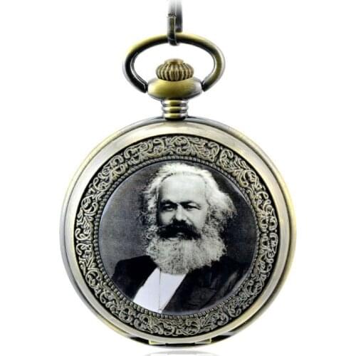 Great Man Marx Antique Skeleton Mechanical Hand Wind Pocket Fob Watches Men Womens Watch Pendant Necklace Retro Souvenir Gift