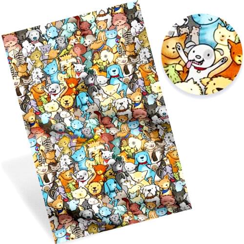 Cheerbows 22*30cm Printed Faux Leather Fabric Sheet Cartoon Animals Fabrics DIY Craft Bows Earrings Decoration Clothing Supplies