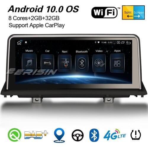 Erisin 2870 10.25" IPS Android 10.0 DAB+ Navi Car Stereo Carplay WiFi 4G Bluetooth Canbus TPMS GPS For BMW X5 X6 E70 E71 CCC CIC