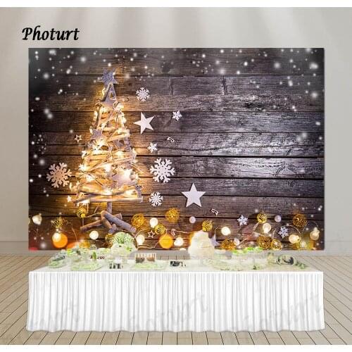 PHOTURT Christmas Decoration Backdrop New Year Festival Photography Background Gift Tree Polyester Vinyl Decorate Photo Props