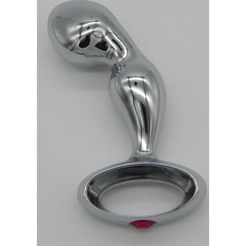 Happygo, Top Quality Chrome Plated Zinc Alloy Anal Hook with Hole Ring Metal Anal Butt Plug Sex Toys Adult Products 645
