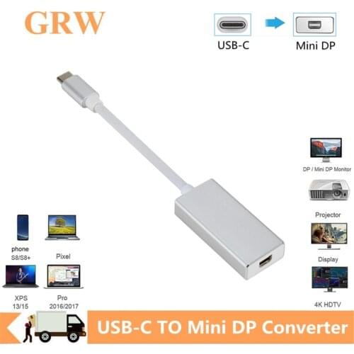 Grwibeou USB C Cable USB3.1 to Mini Displayport converter For New Apple Macbook Pixel 4k USB Type-c To Mini DisplayPort