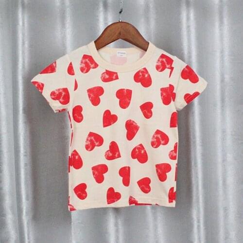 Summer Girls' Korean Love Short Sleeve T-shirt Casual Short Sleeves Clothes Kids Birthday T shirts