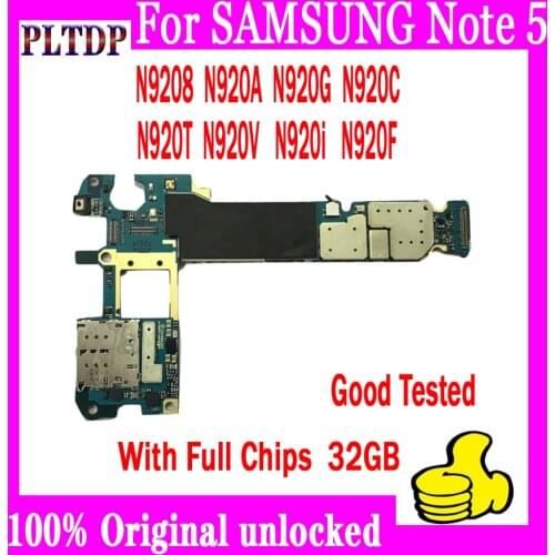 For Samsung Galaxy Note 5 N9208 N920A N920G N920C N920T N920V N920i Motherboard With Android System 100% Original Logic board