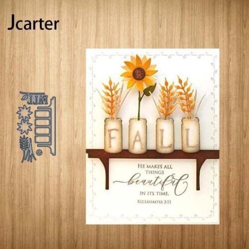 Metal Cutting Dies FALL Vase Wheat Ears Background Scrapbooking DIY Shape Stencil Craft Paper Knife Mould Blade Punch Make Decor