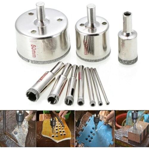 Diamond Coated Drill Bit Set 3-50mm Diamond Tools Hole Saw Use for Glass Ceramic Marble Tile Granite DIY Tool Accessories