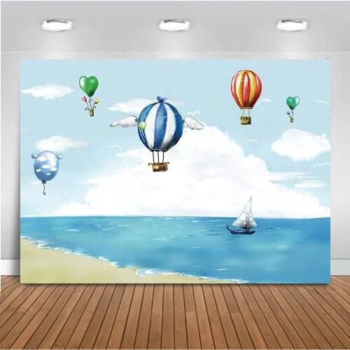 Navigator Dream Backdrop for Photography Hot Air Balloon Background for Photo Studio Watercolor Painting Backdrops 7x5ft Cloth