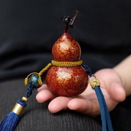 Non-Heritage Handmade Large Paint Small Calabash Pendant Car Hanging Crafts Lacquerware Chinese Style Features