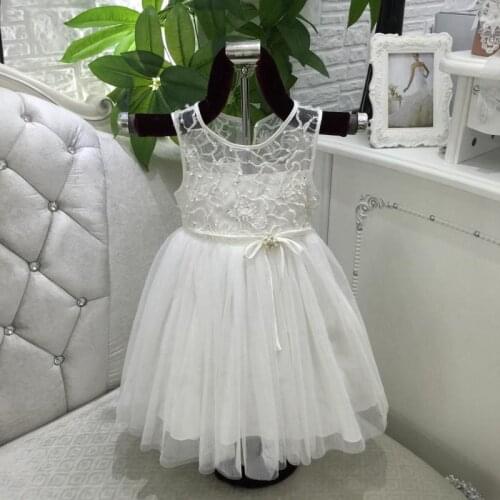 2020 new fashion childrens clothing Color-block children princess cotton beige wedding flower girl dress