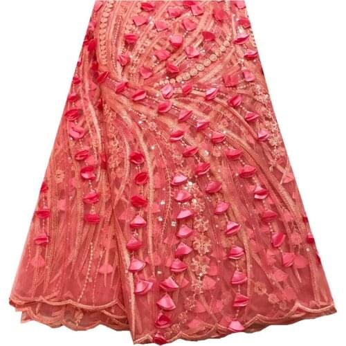 New Arrival African 3D Lace Fabric With Sequins High Class French Mesh Materials Fashion Lace Appliqued For Wedding Dresses 925