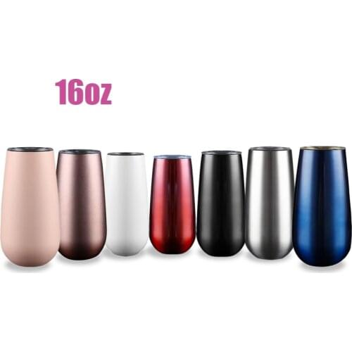 New tumbler champagne glass stainless steel red wine glass vacuum vacuum flask 6oz egg beer water glass gift