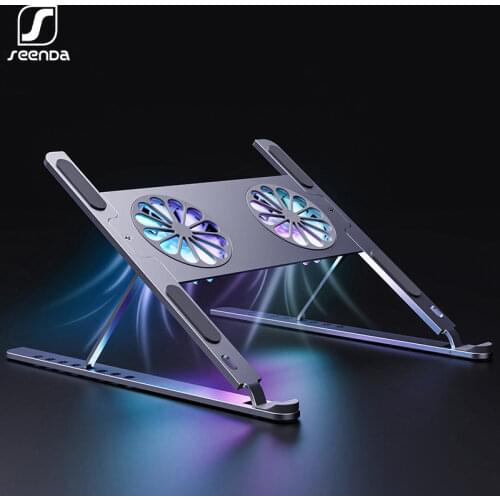 SeenDa Laptop Stand with 2 Fans Loptop Cooling Pad Aluminium Foldable Notebook Stand Cooling Fan Laptop Cooler for Macbook Pro