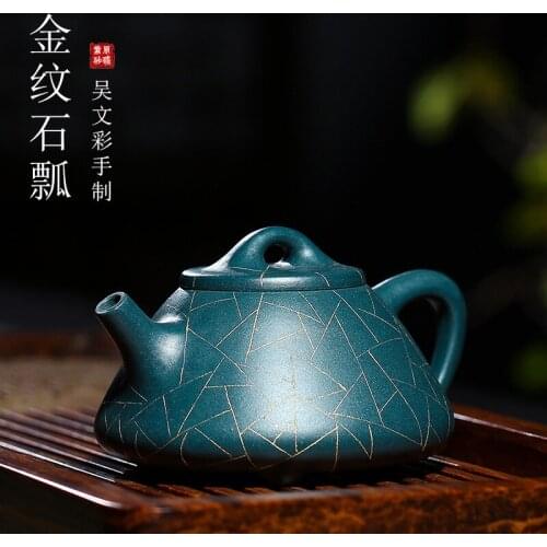Teapots are recommended all hand authentic undressed ore azure illuminated grain blue stone gourd ladle teapot tea set