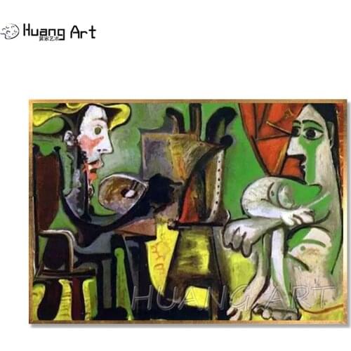 100% Hand-painted Imitation Oil Painting on Canvas Painter and model Abstract Portrait Oil Painting for Room Decor Hang Painting