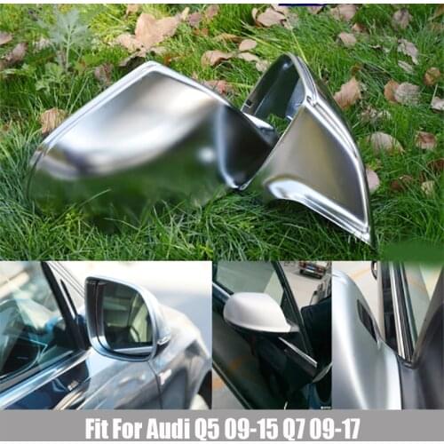 Silver Matte Rearview Side Mirror Cover Caps For Audi Q5 8R Q7 4L SQ5 Chrome 2009 2010 2011 2012 2013 2014 2015 2016 2017