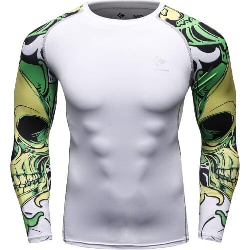 Jiu Jitsu Tops Bjj Rash Guard Long Sleeve Digital Printed Compression Tight Tshirts For Men