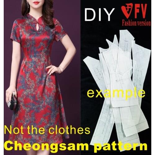 Improved Cheongsam Pattern Cutting Design Drawing Female Slim Short Sleeve Dress 1:1 Garment Pattern BQP-32