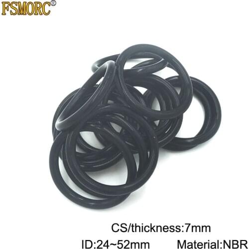 20pcs 7mm Thickness CS Nitrile Rubber O Rings ID 24 25 26 30 33 34 37 38 40 41 46 48 49 50 52 53mm NBR o ring sealing Gasket