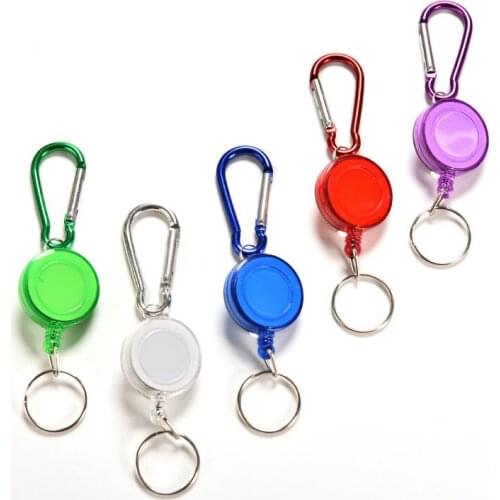Retractable Metal Card Badge Holder Colourful Strap Carabiner Clip Card Label Key Chain