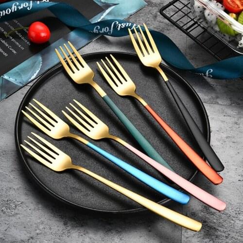 1pcs Mini Fork 304 Stainless Steel Household Long Handle Cake Tea Fruit Fork for Home Party Creative Western Tableware