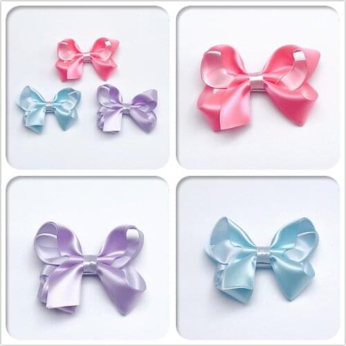 1pc Boutique Fashion Satin Ribbon Bowknot Hair Clip Solid Grosgrain Bow Hairpins Princess Headwear Hair Accessories for Girls