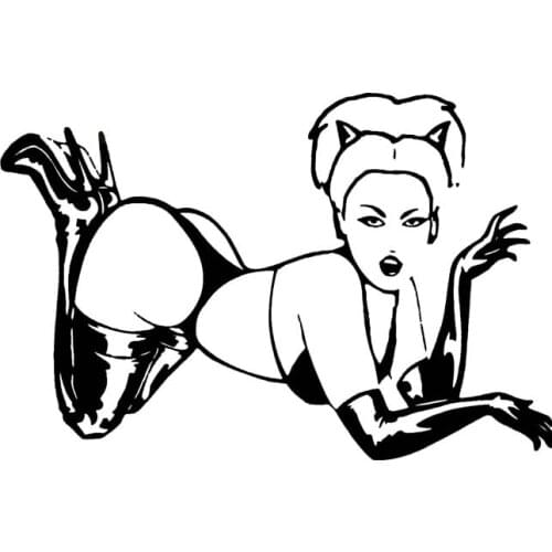 15.7*10.6CM Sexy Tempting Naked Bad Devil Girl Car Sticker Black/Silver Vinyl Car Decal Popular Fashion Style C20-0909