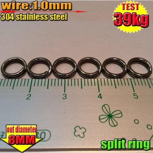 2019new split rings 304 stainless steel wire:1.0mm TEST 39KG 8MM quantily 200pcs/LOT