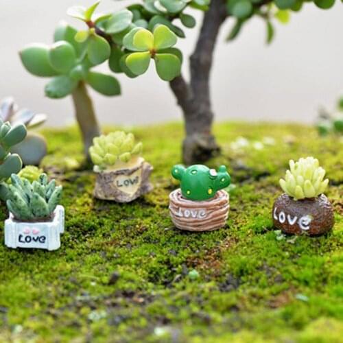 4Pcs Miniature Decor Cute Exquisite Resin Creative Mini Bonsai Miniature Display Micro Landscape Decoration Crafts for Home