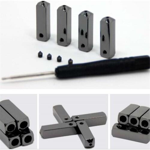 4PCS DIY Screw On Metal Replacement Shoelaces Metal Tips Mirror Gunmetal Head For Sneakers Lazy laces Buckle