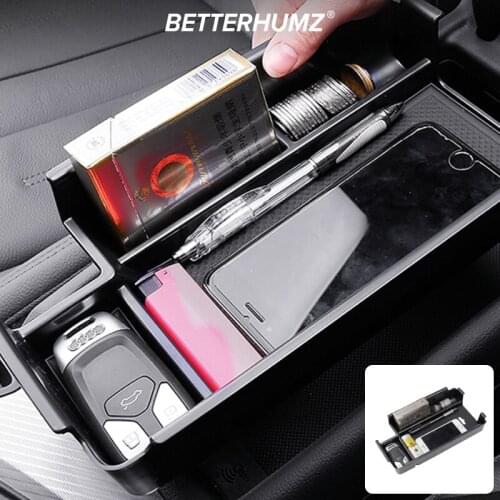 BETTERHUMZ Car Accessories Central Armrest Storage Box For Audi A4 A5 2017-2021 Console Tray Holder Case Container Car Styling