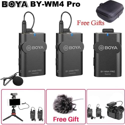 Boya BY-WM4 Mark II / BY-WM4 Pro Wireless Microphone System Lavalier Lapel Mic for Canon Sony DSLR Camcorder Recorder for iPhone